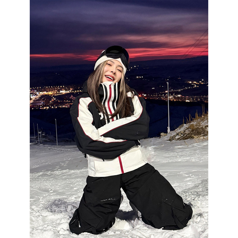 Ldab Black and White Contrasting Color Ski Suit for Women 2026 Autumn and Winter New Outdoor Windproof, Waterproof and Warm Snow Suit Jacket Ldab Black and White Contrasting Color Ski Suit for Women 2026 Autumn and Winter New Outdoor Windproof, Waterproof and Warm Snow Suit Jacket