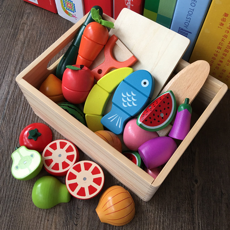Children's Gift Wooden Magnetic Fruits and Vegetables Watch 3456-year-old Boys and Girls Play Home Kitchen Toys