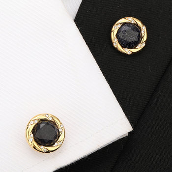 Men's Business Groom, Wedding Groomsman, Fashionable and Exquisite Brooch, French Cufflink Set [Gift Box]