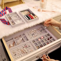 Jewelry box small portable partition velvet plate single ring pendant drawer storage box finishing
