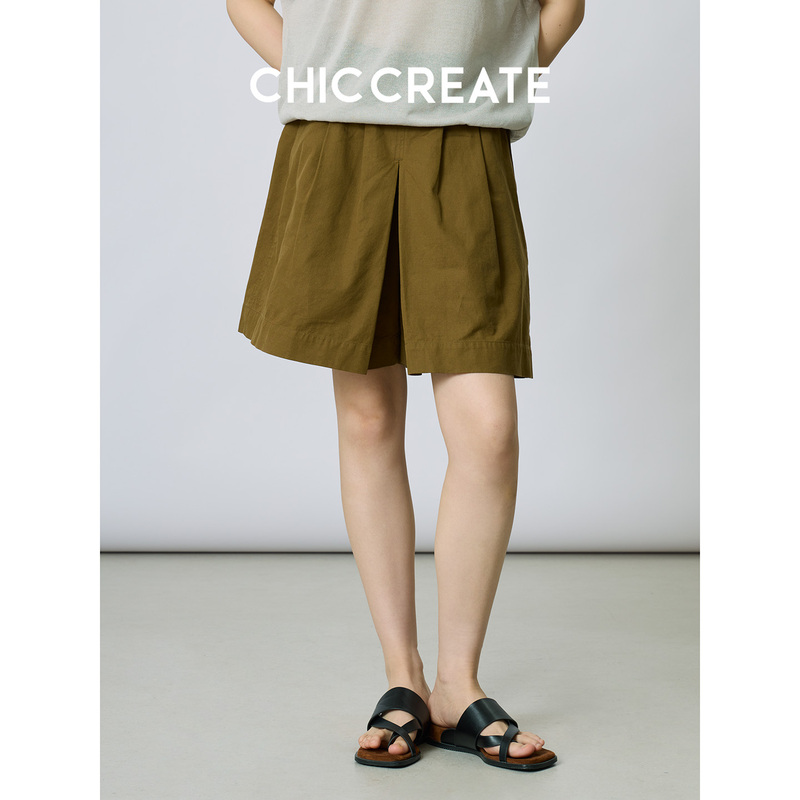 Japanese Channel! Relaxed Fit Bermuda~ Cotton and Linen Elastic Waist Loose Wide-Leg Shorts Casual Pants for Women Summer New