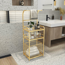 Light luxury simple modern Wrought iron towel rack Floor-to-ceiling wash table Bath towel rack Nordic Bathroom shelf storage rack