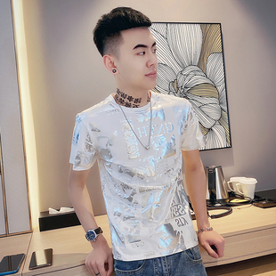 网红时尚短袖男士潮流抖音潮牌百搭社会精神小伙半袖2021T恤修身