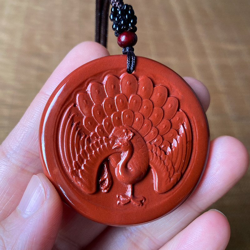 Sichuan Nanhong Peacock Pendant Female Necklace Flower Blossom Rich Pendant Jade Brand Jade Pendant Sweater Chain Jewelry Jade Stone Ware