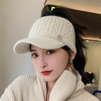 Korean style empty top hat, versatile knitted rabbit wool hat