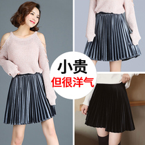 Retro gold velvet half body dress Girl with a small child 150 autumn and winter 100 lap slightly fat wearing a high waist display slim fall