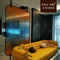 Art sandwich color gradient glue water ripple Changhong glass partition screen porch narrow frame bathroom door