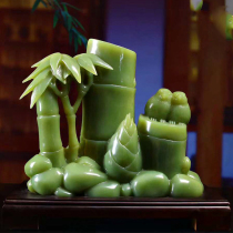 Susan Tian Huang Yaan Green Yushu Qingyu Festival High Bamboo Daily Pingping Stone Carved Living Room Office Hyun Guan Pendulum