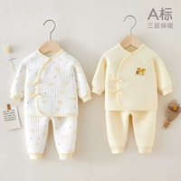 Демисезонный удерживающий тепло комбинезон для новорожденных, детская стеганая пижама, хлопковый раздельный комплект