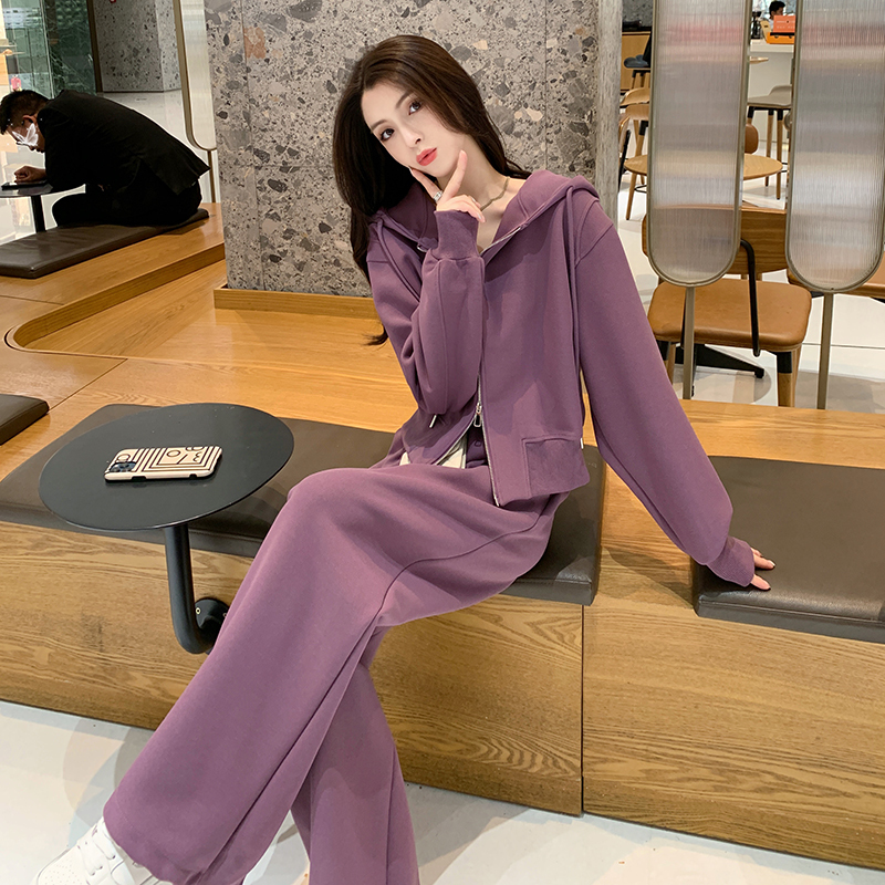 Purple 2026 Super Popular Women's Set for Spring and Autumn, Fashionable and High-End, Internet Celebrity Casual Sports Sweatshirt and Sweatpants Two-Piece Set Purple 2026 Super Popular Women's Set for Spring and Autumn, Fashionable and High-End, Internet Celebrity Casual Sports Sweatshirt and Sweatpants Two-Piece Set