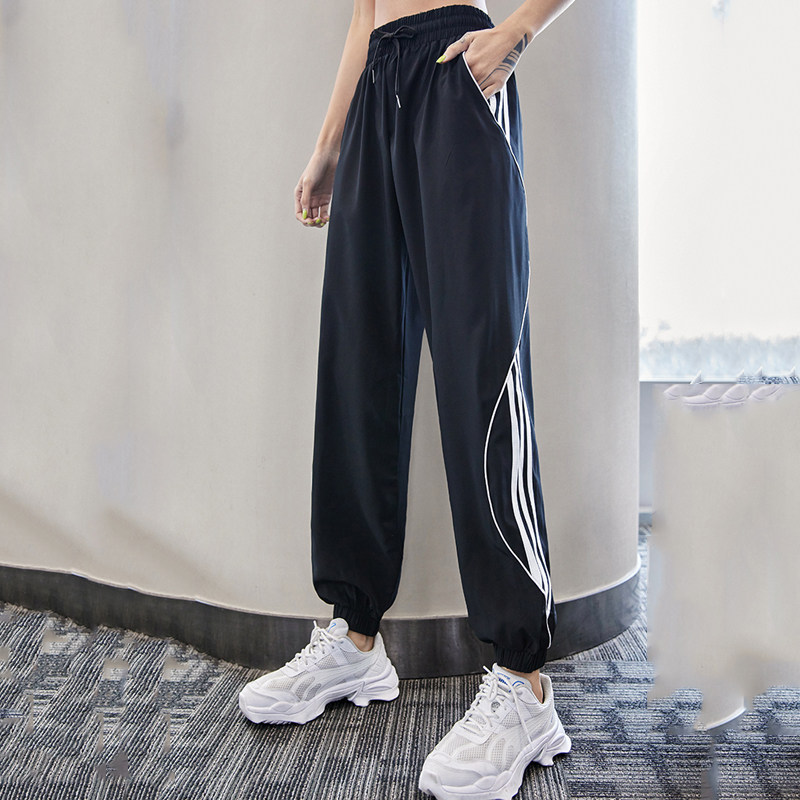 2021 quick-drying breathable fall sports trousers women's loose drawstring elasticated lace-up running yoga gym pants thin