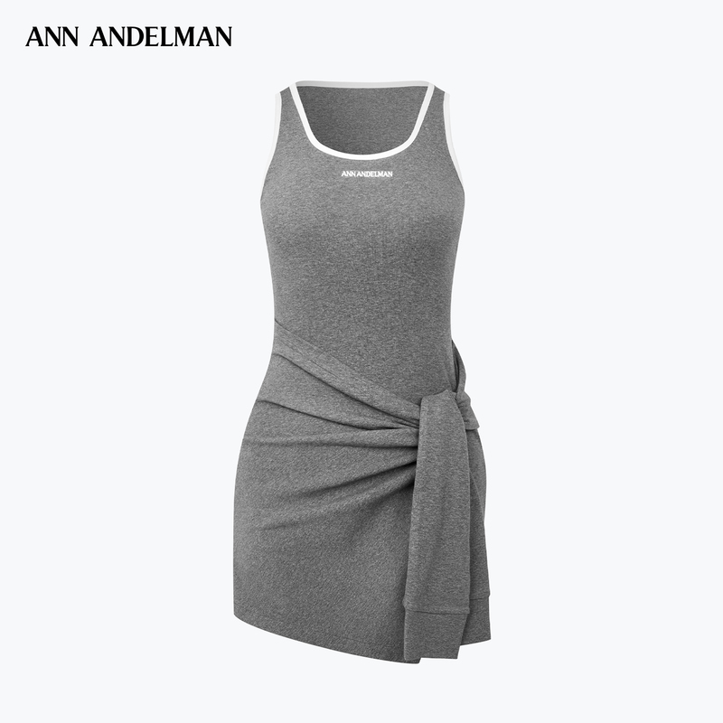 Ann Andelman Official Direct Sales Tie-Dye Color-Block Knit Vest Dress with Sporty Design