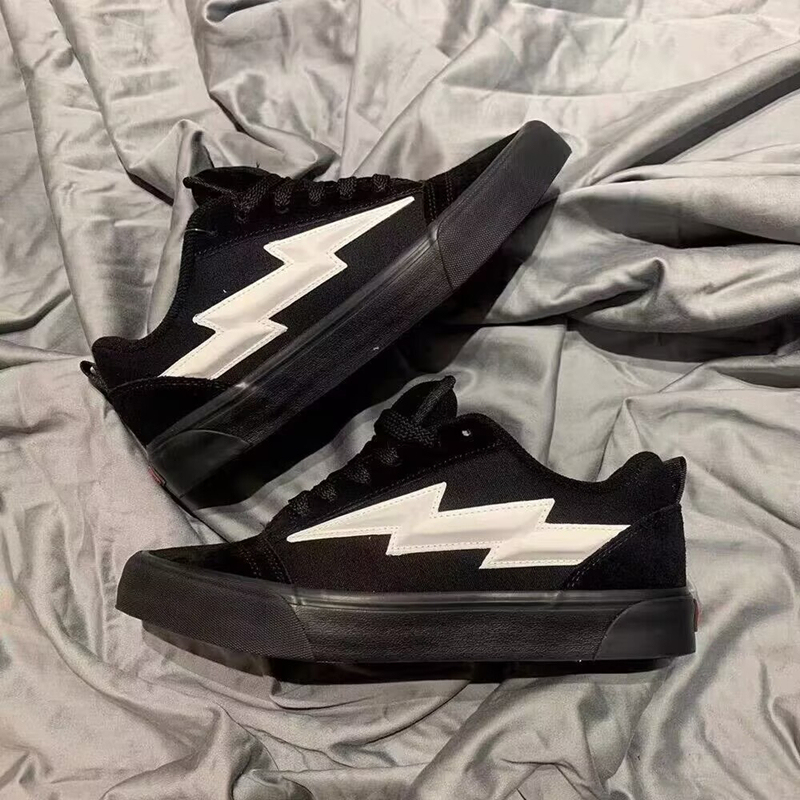 Black Lightning Shoes Men's Summer Thick-Soled Lace-Up Shoes Canvas Shoes Low-Top Breathable Sneakers Trendy Couple Casual Shoes