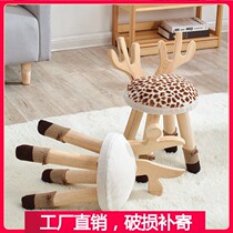 Childrens stool backrest household cartoon small bench Low childrens stool backrest chair cartoon animal solid wood small board