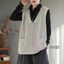 Good Lai Guo Lan wrote retro literary cotton thread hollow vest 8088 design sense age thin fashion niche