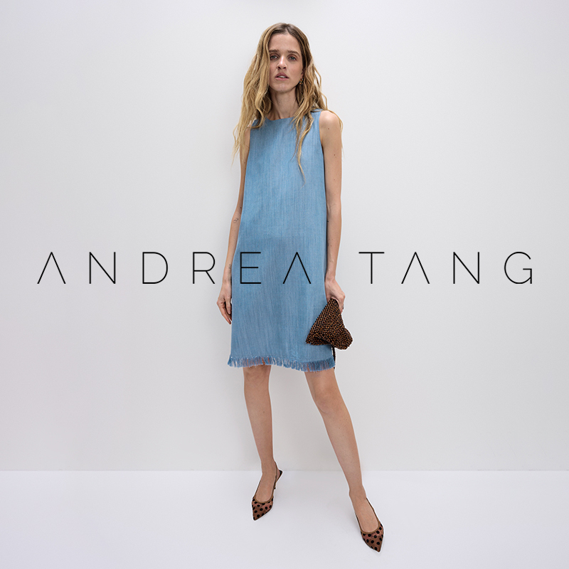 Andrea Tang|Dress Alice|Cool Tencel Denim Loose Sleeveless Tassel A-Line Short Skirt for Women Andrea Tang|Dress Alice|Cool Tencel Denim Loose Sleeveless Tassel A-Line Short Skirt for Women