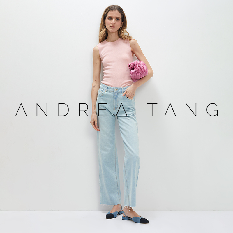 Andrea Tang｜Jeans Lilith｜Turkish Cotton Light Blue Small Straight-Leg Raw Hem Denim Pants