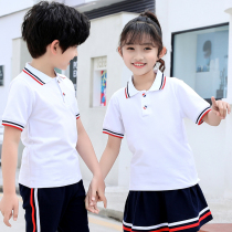 Kindergarten Landscaped Summer Short Sleeve Inglém Wind Sports Children Banswear Suit T-shirt Summer School Uniforms Elementary School Students