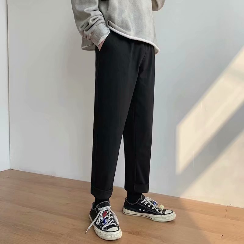 501 BlackSagging sensation summer Thin Straight tube leisure time Sports pants male easy spring and autumn Korean version trend ins Versatile Tie one's feet trousers
