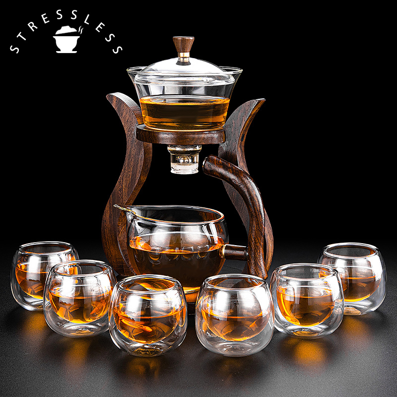 Fully automatic glass lazy kung fu tea set tea cup set transparent tea maker simple heat-resistant lazy teapot household