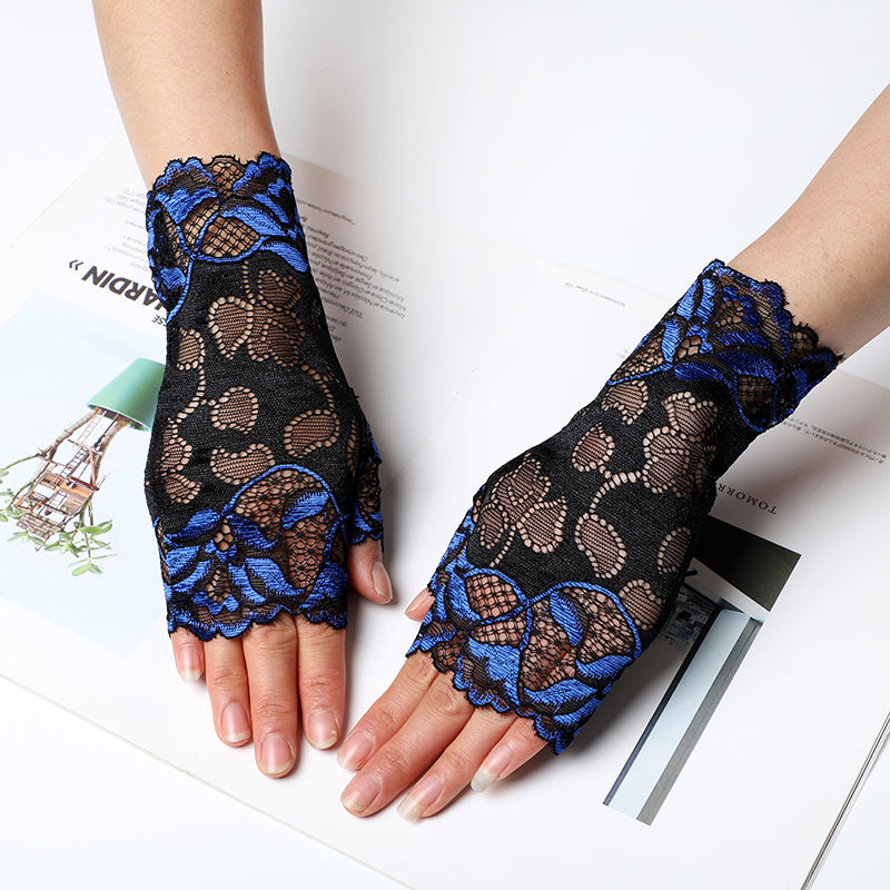 No.1 Colored LaceLace glove Covering scar female Thin Exposed finger glove Spring and summer Sunscreen Jittebug  glove
