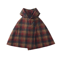 Tongting girls quilted thickened hooded shawl coat autumn and winter new childrens plaid cloak cloak coat