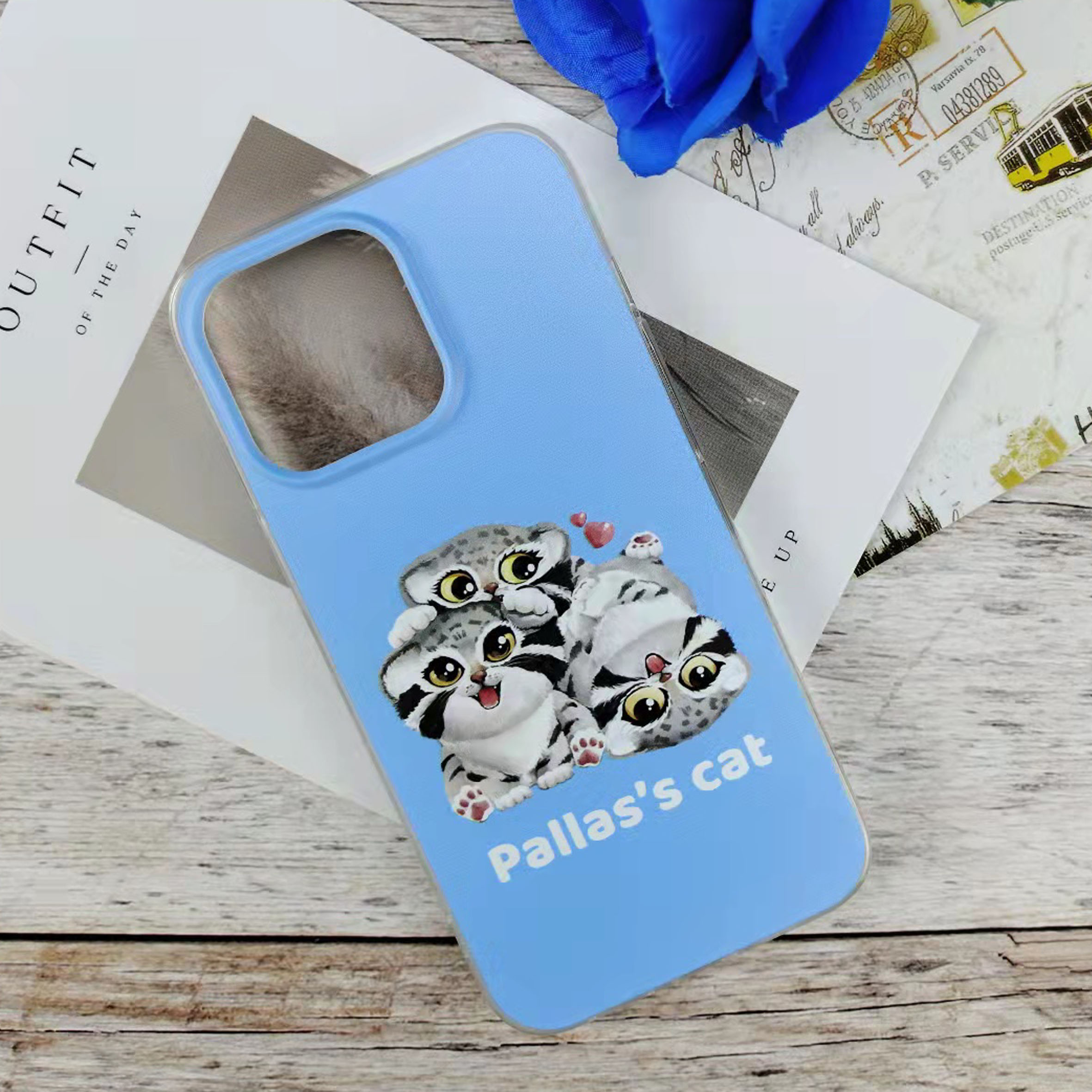 Customized mobile phone case with three cartoon rabbits (please note the model number)