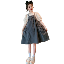 (New product first release) Girls Dress Summer Dress Girls Suspender Skirt Suit Western Style Large Children Korean Two-piece Set