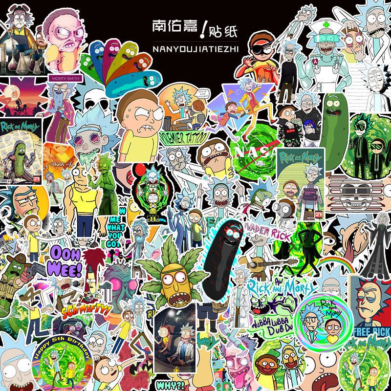 85 Cartoon Rick and Morty Stickers for Luggage, Suitcases, Water Bottles, Guitars, Skateboards, Notebooks, and Cell Phones