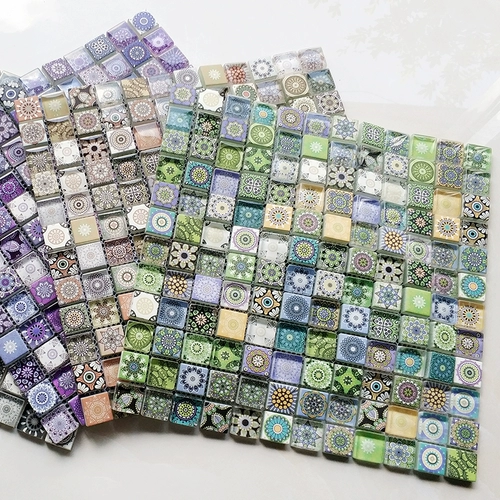 Зеленая простая хрустальная стеклянная струйная мозаика HD Print