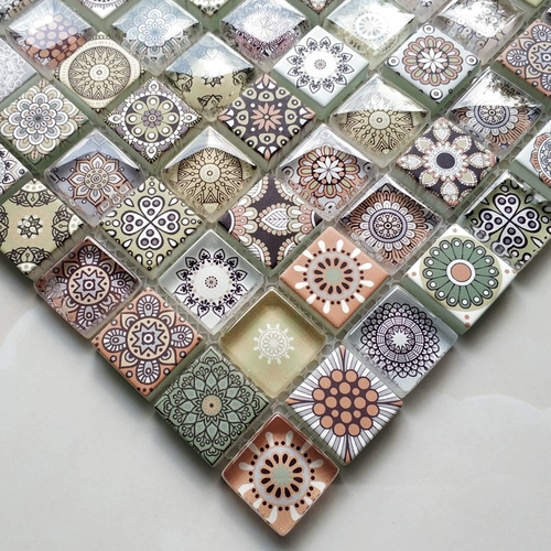 Зеленая простая хрустальная стеклянная струйная мозаика HD Print