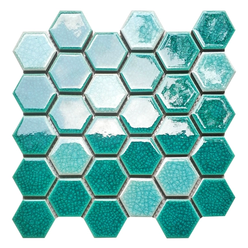 Современная простая темно -зеленая ледяная трещина гексагональная керамическая мозаика шестиугональная керамическая плитка кухня для ванной комнаты настенные плитки