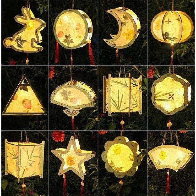 Mid-Autumn Festival lantern decoration handmade activities antique accessories children's wooden paper lanterns 2021 portable festival material package