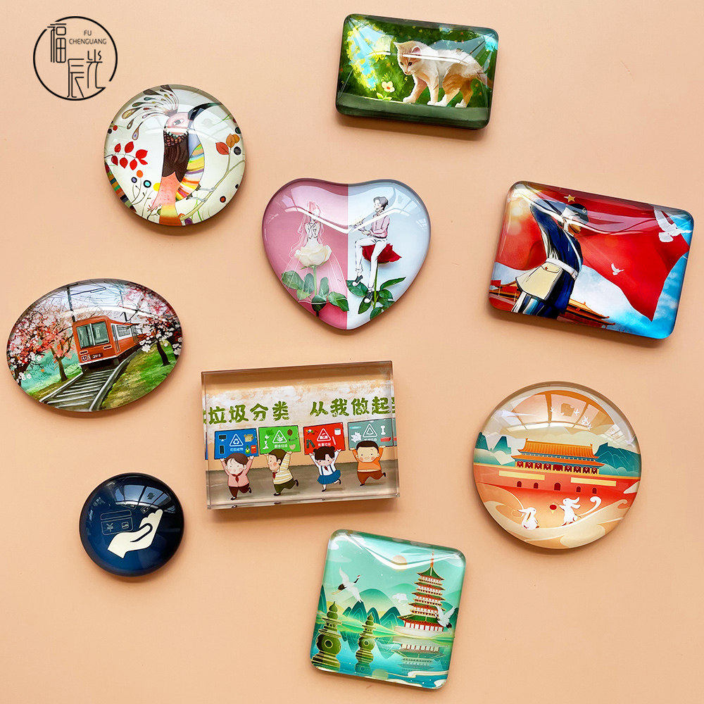 diy refrigerator stickers customized stereo photos commemorative gifts personalized creative crystal glass magnetic stickers tiles customized