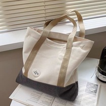 Handbag canvas bag womens new shoulder canvas bag for school and shopping Korean version large capacity tutoring bag hot