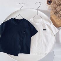 Boy 2022 white short sleeve T-shirt in summer clothing 2022 new Korean version handsome children with irregular childrens blouses T