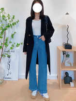 (Still-good Shop) High waist wide leg pants 150 small subdenim pants with high tug of open fork pants 2021 Fall