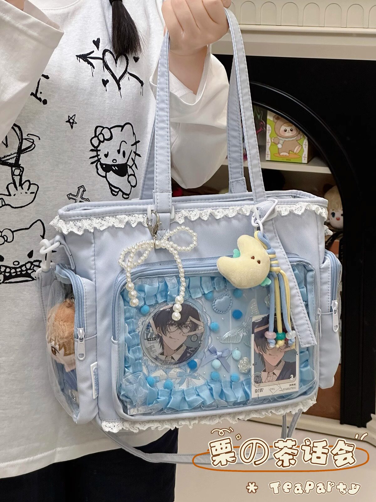 Сумка 日系透明吧唧漫展痛包日常娃包单肩包女学生上课通勤托特包斜挎包
