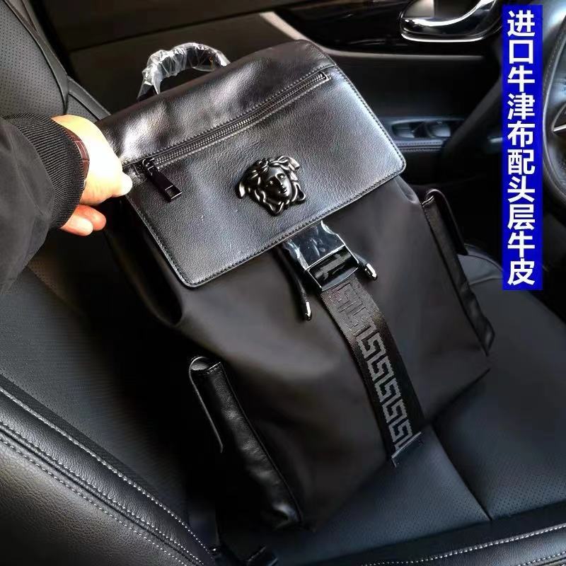 Light Luxury Fanjia Men's Flip Computer Backpack Student Nylon Cloth School Bag Medusa Men's Backpack Travel