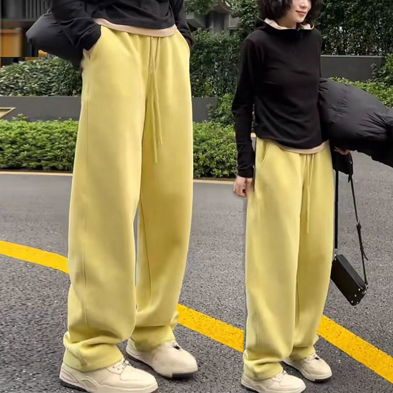 阔腿卫裤女秋冬百搭时尚加绒裤子新款2023高腰显瘦宽松加厚休闲裤