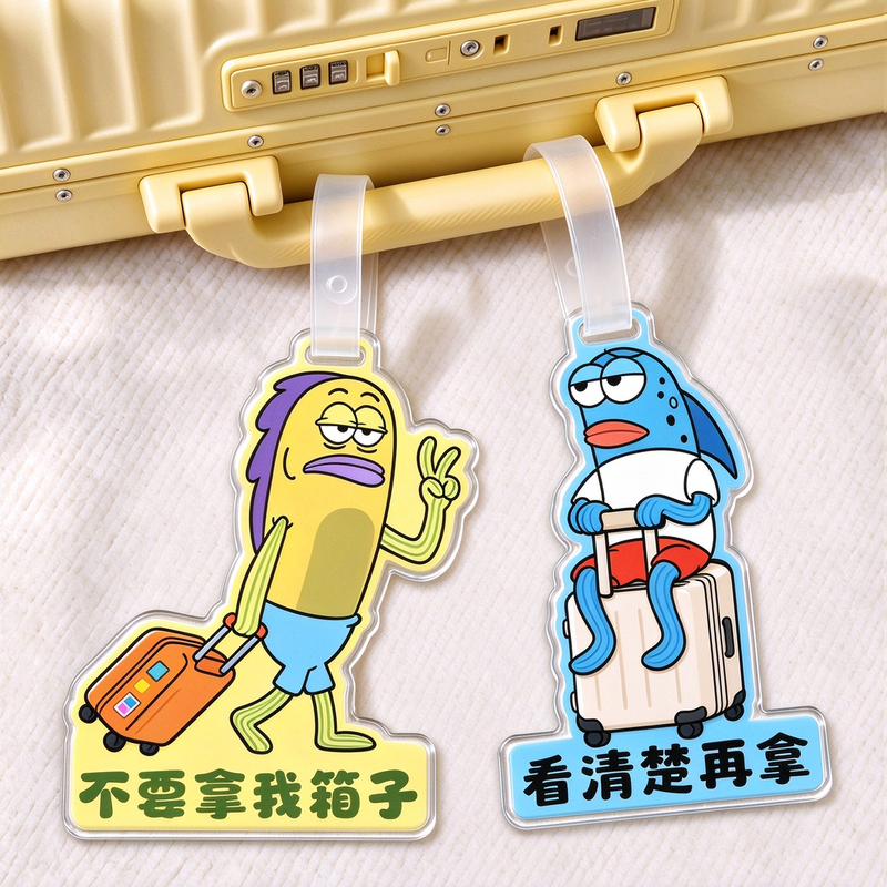 Bichibao Luggage Tag Acrylic Identification Tag Travel Anti-Loss Tag Decoration Trolley Case Boarding Pass