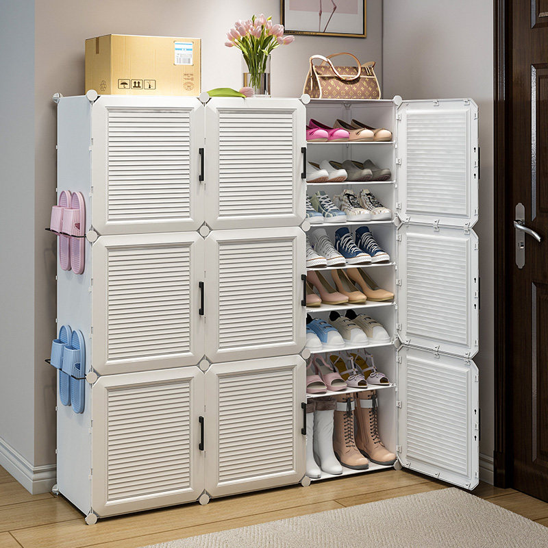 Shoe cabinet home door porch cabinet hall cabinet balcony white shoe rack shutter door storage cabinet large capacity storage cabinet