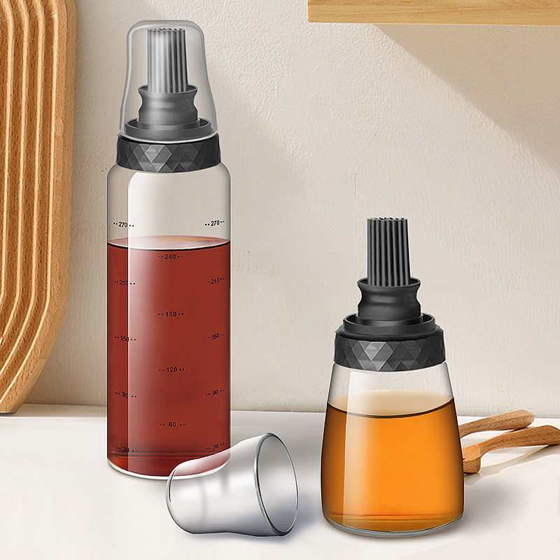 Brush oil bottle oil pot barbecue brush one-piece oil brush with bottle baking tool high temperature silicone brush home kitchen