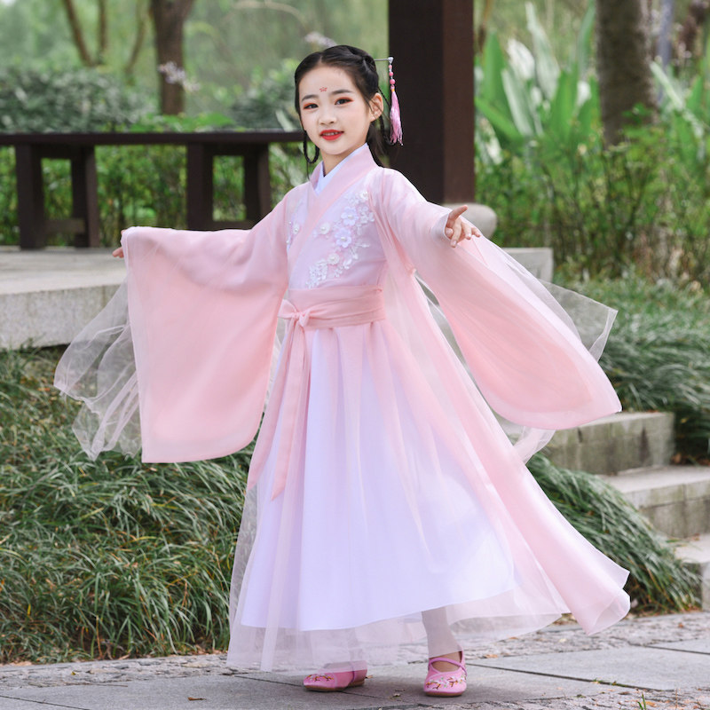 Girls' ancient costume Hanfu Chinese style Tang costume princess super fairy skirt children's dress summer new guzheng costumes