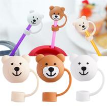 2023 new Stanley straw cover cartoon soft straw protective cover silicone bear straw cap
