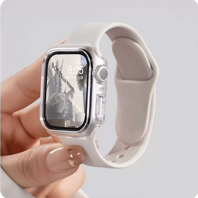 Подходящий защитный чехол для Apple Watch S11, S10, Apple iWatch9, часы 11, прозрачный корпус с рамкой, полупрозрачный твердый чехол S8, новый S7, против падений SE3, защитная крышка для часов