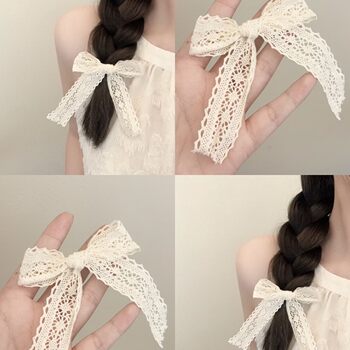 New white lace bow duckbill hair clip small fragrance style super fairy bangs clip sweet hair accessories
