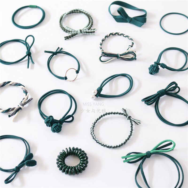 New Year's red headwear ink green suit net red ins butterfly knot hair rope sensual hair ring leather fascia female zahled rope cow year