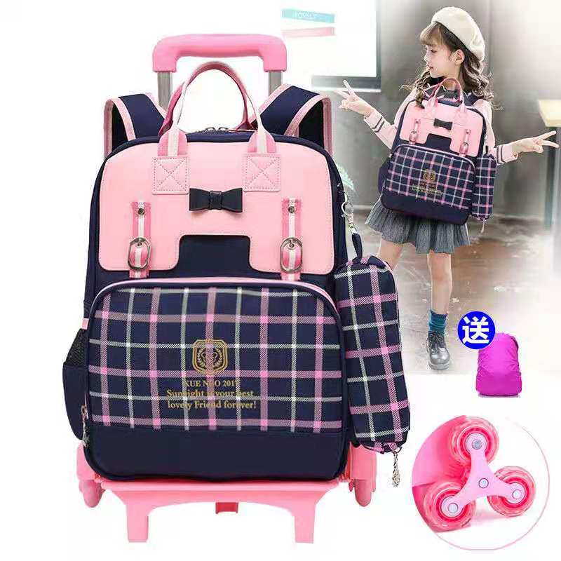 Inglén aristocratic Wind girl Lalever schoolboy 1-3-6 grade girl with wheels climbing hand-pulled bag