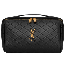 6期免息]YSL 圣罗兰 女士GABY黑色绗缝羊皮革化妆包手拿包